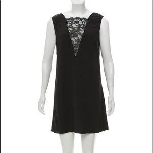 Reformation Black Lace Inset Panel Deep V Sleeveless Mini Dress Size XS